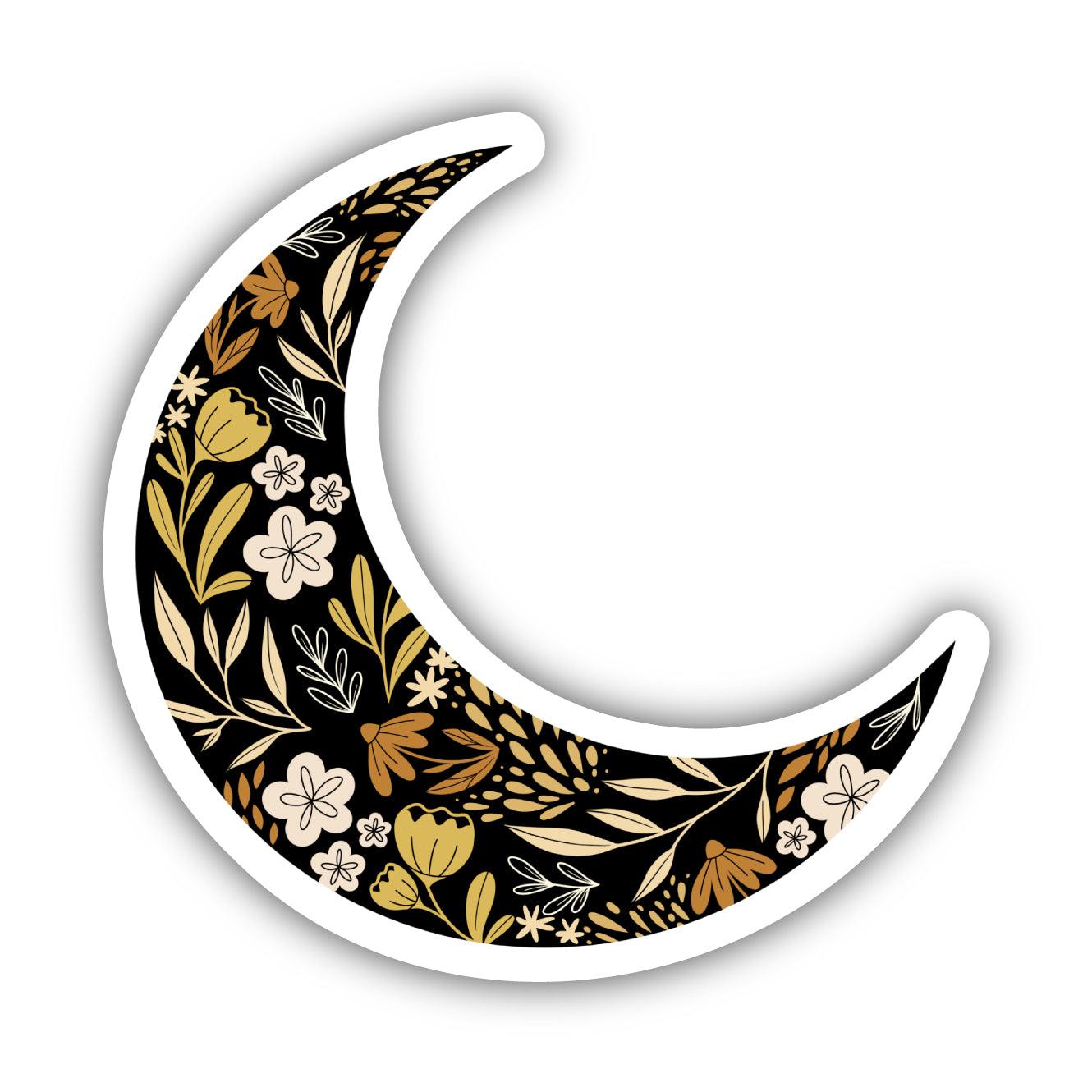 Floral Moon Vinyl Sticker image 0