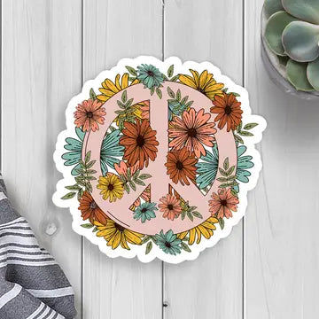 Floral Peace Vinyl Sticker image 0