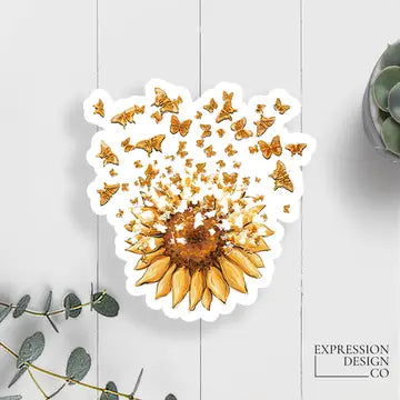 Sunflower Butterflies Vinyl Sticker image 0