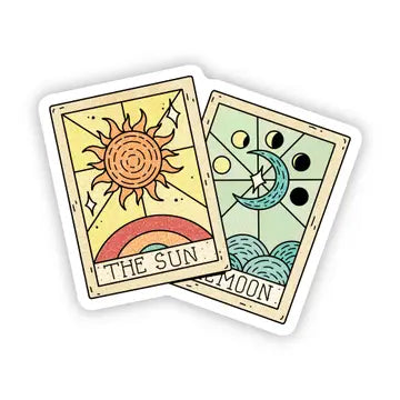 The Sun and The Moon Tarot Card Vinyl Sticker image 0